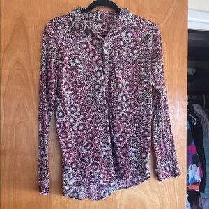 Rock & Roll Cowgirl Pink and Brown Patterned Button Down Shirt